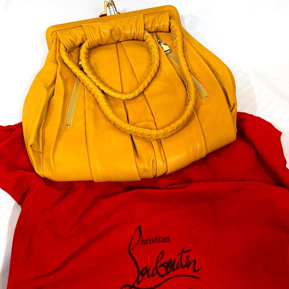Authentic! Rare Large Christian Louboutin butterscotch lamb skin w dust bag